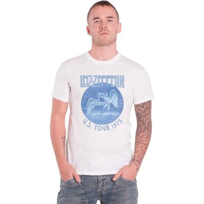 Led Zeppelin Tour 1975 White Cotton Unisex T-Shirt - T-shirt Led Zeppelin Tour 1975 White Cotton Unisex T-Shirt - T-shirt