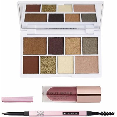 Set di Trucco Revolution - 3 Pezzi - Palette di Ombre, Matita Sopracciglia, Lip Gloss Set di Trucco Revolution - 3 Pezzi - Palette di Ombre, Matita Sopracciglia, Lip Gloss