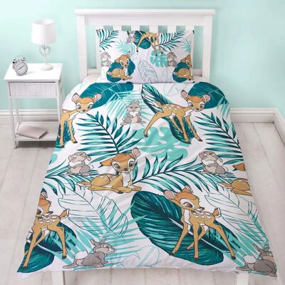Ensemble housse de duvet simple Bambi Palm Leaf - Disney - Publicité Ensemble housse de duvet simple Bambi Palm Leaf - Disney - Publicité