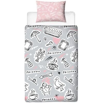 Friends Pink Grey Reversible Bedding Set - Single Friends Pink Grey Reversible Bedding Set - Single