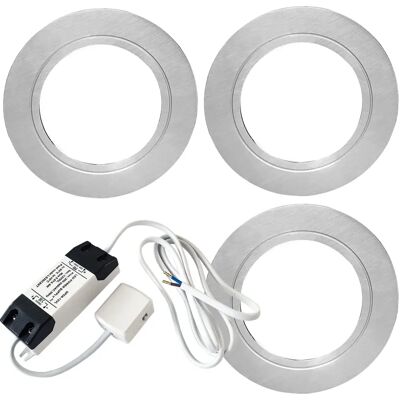 Loops Brushed Nickel LED Under Cabinet Light Kit - Natural White - LED, 3x 2.6W Loops Brushed Nickel LED Under Cabinet Light Kit - Natural White - LED, 3x 2.6W