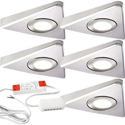 Loops 5x BRUSHED NICKEL Triangle Surface Under Cabinet Kitchen Light & Driver Kit - Natural White LED Loops 5x BRUSHED NICKEL Triangle Surface Under Cabinet Kitchen Light & Driver Kit - Natural White LED