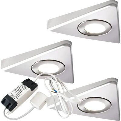 Loops 3x Brushed Nickel Triangle Surface Under Cabinet Kitchen Light & Driver Kit - Warm White LED Loops 3x Brushed Nickel Triangle Surface Under Cabinet Kitchen Light & Driver Kit - Warm White LED