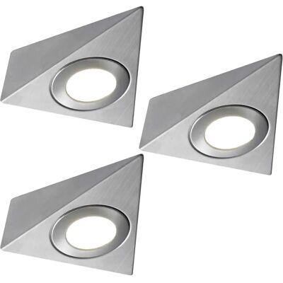 Loops Nickel Brossé Kit Lumière Cuisine Triangulaire - 240V - LED Blanc Chaud - Publicité Loops Nickel Brossé Kit Lumière Cuisine Triangulaire - 240V - LED Blanc Chaud - Publicité