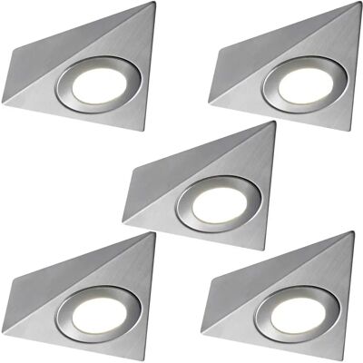 Loops 5x Brushed Nickel Triangle Surface Under Cabinet Kitchen Light Kit - 240V - Warm White LED Loops 5x Brushed Nickel Triangle Surface Under Cabinet Kitchen Light Kit - 240V - Warm White LED