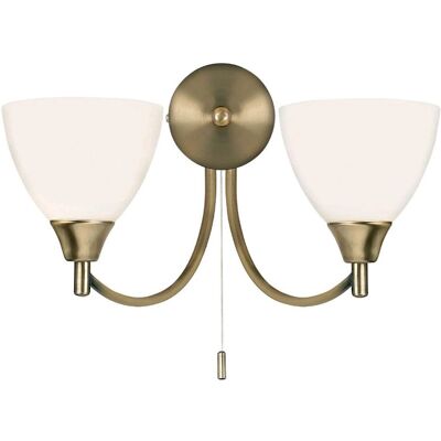 Loops Twin Wall Light Antique Brass & Frosted Glass - Wall Light Loops Twin Wall Light Antique Brass & Frosted Glass - Wall Light