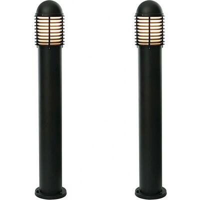Loops 2 PACK Outdoor IP44 Bollard Light Matt Black 1000mm Lamp Post Garden Driveway - Bollard Light Loops 2 PACK Outdoor IP44 Bollard Light Matt Black 1000mm Lamp Post Garden Driveway - Bollard Light
