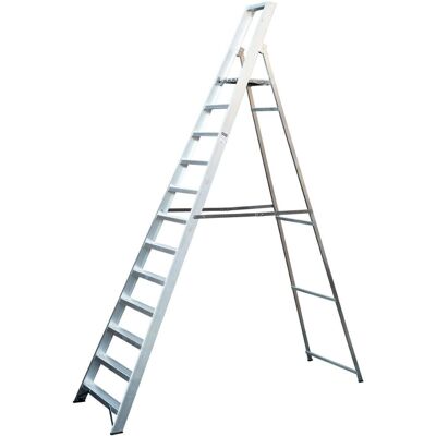 Loops 2.6m Aluminium Platform Step Ladder -12 Tread -4.2m Work Height Loops 2.6m Aluminium Platform Step Ladder -12 Tread -4.2m Work Height
