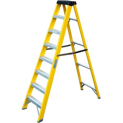 Loops 1.4m FIBREGLASS Swingback Step Ladder - 8 Tread Professional Lightweight Loops 1.4m FIBREGLASS Swingback Step Ladder - 8 Tread Professional Lightweight