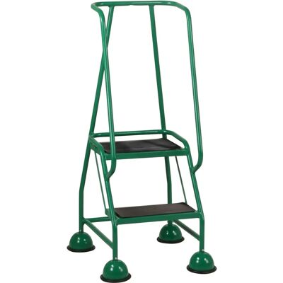 Loops 2 Tread Green Mobile Warehouse Ladder - Ladder Loops 2 Tread Green Mobile Warehouse Ladder - Ladder