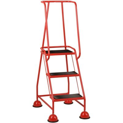 Loops 3 Tread Mobile Warehouse Steps RED - Safety Ladder Loops 3 Tread Mobile Warehouse Steps RED - Safety Ladder