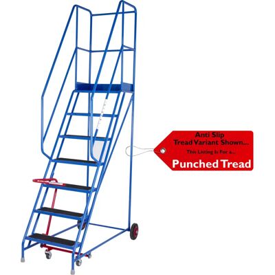 Loops 7 Tread Mobile Warehouse Ladder - Blue Safety Step Loops 7 Tread Mobile Warehouse Ladder - Blue Safety Step