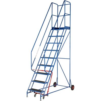 Loops 9 Tread Warehouse Ladder - Portable Steel Safety Steps Loops 9 Tread Warehouse Ladder - Portable Steel Safety Steps