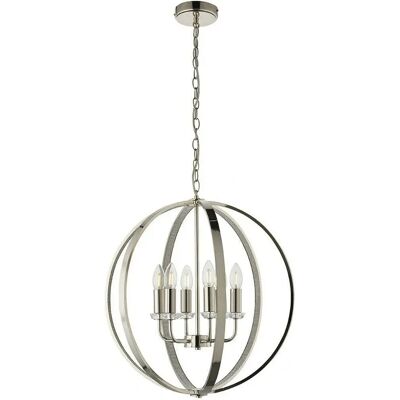 Nickel Globe Pendant Light - Adjustable 6 Bulb Ceiling Lamp Nickel Globe Pendant Light - Adjustable 6 Bulb Ceiling Lamp