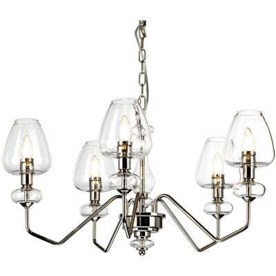 Loops 5 Bulb Chandelier - Polished Nickel - Clear Glass - LED E14 - 40W - Chandelier Loops 5 Bulb Chandelier - Polished Nickel - Clear Glass - LED E14 - 40W - Chandelier