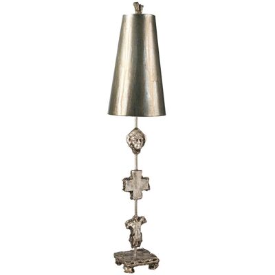 Loops Aged Silver Table Lamp - Silhouettes Gold Cone Shade Loops Aged Silver Table Lamp - Silhouettes Gold Cone Shade