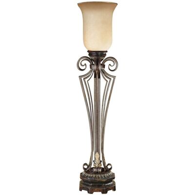 Loops Regal Colum Cream/Amber Glass Shade Bronze LED E14 60W - Table Lamp Loops Regal Colum Cream/Amber Glass Shade Bronze LED E14 60W - Table Lamp