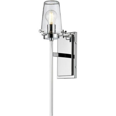 Loops IP44 Wall Light Tall Nuts & Bolts Accents Clear Glass Shade Chrome LED E27 40W - Wall Light Loops IP44 Wall Light Tall Nuts & Bolts Accents Clear Glass Shade Chrome LED E27 40W - Wall Light