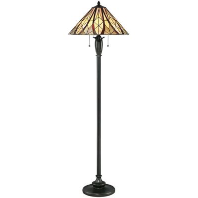Valiant Bronze Floor Lamp - Tiffany Style Coloured Shade - 60W E27 LED Valiant Bronze Floor Lamp - Tiffany Style Coloured Shade - 60W E27 LED