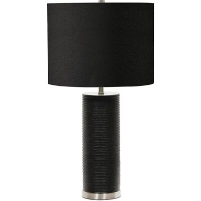 Loops - Ribbed - Black - Faux Linen Shade - Table Lamp Loops - Ribbed - Black - Faux Linen Shade - Table Lamp