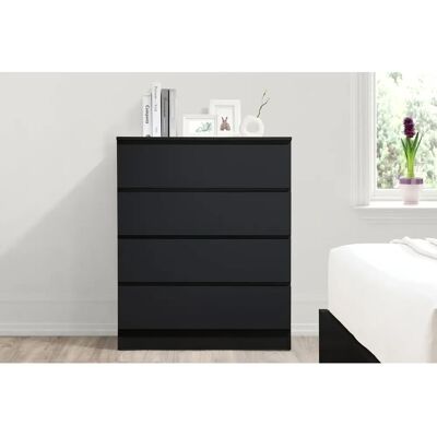 Birlea Oslo Black 4 Drawer Chest of Drawers - Chest of Drawers Birlea Oslo Black 4 Drawer Chest of Drawers - Chest of Drawers
