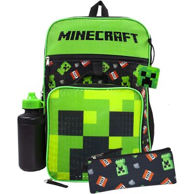 Ensemble sac à dos Minecraft Creeper - Garçons - 5 pièces - Publicité Ensemble sac à dos Minecraft Creeper - Garçons - 5 pièces - Publicité