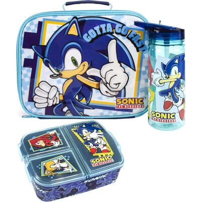 Sonic The Hedgehog Lunch Box Set Kids - Bag, Water Bottle, Snack Pot Sonic The Hedgehog Lunch Box Set Kids - Bag, Water Bottle, Snack Pot