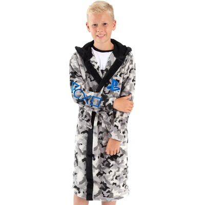 PlayStation Boys Grey Camo Print Bathrobe - Bathrobe PlayStation Boys Grey Camo Print Bathrobe - Bathrobe