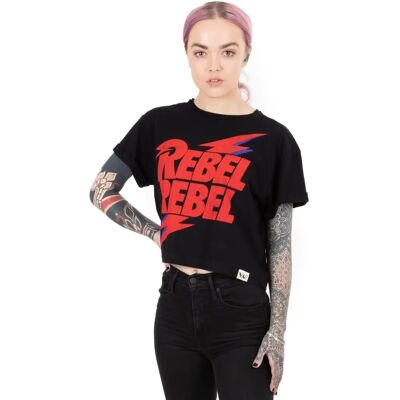 David Bowie X-Large Black Cropped T-Shirt - Music Apparel David Bowie X-Large Black Cropped T-Shirt - Music Apparel