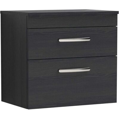Voda 600mm Wall Hung 2-Drawer Vanity & Worktop - Charcoal Black Voda 600mm Wall Hung 2-Drawer Vanity & Worktop - Charcoal Black