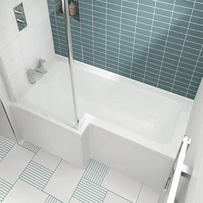 Nuie - Square L-Shaped Shower Bath 1500x700/850 - Left Handed Nuie - Square L-Shaped Shower Bath 1500x700/850 - Left Handed