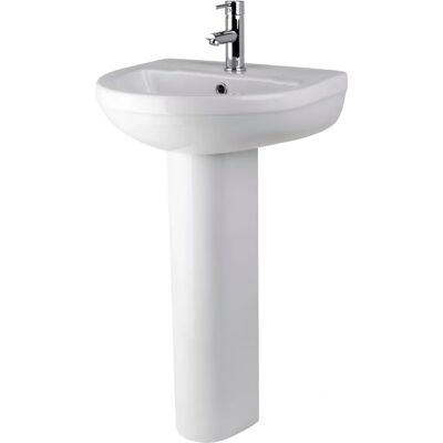 Balterley Model 500mm Round Ceramic Basin & Pedestal - Ceramic Basin & Pedestal Balterley Model 500mm Round Ceramic Basin & Pedestal - Ceramic Basin & Pedestal