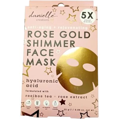 Danielle Creations Rose Gold Shimmer Face Mask - Face Sheet Mask Danielle Creations Rose Gold Shimmer Face Mask - Face Sheet Mask