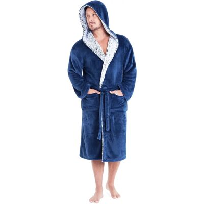 CityComfort Robe de noite em polar navy para homens - Robe de noite CityComfort Robe de noite em polar navy para homens - Robe de noite