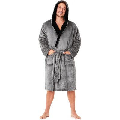 CityComfort Robe à Capuche Fleece Gris pour Hommes - Robe - Publicité CityComfort Robe à Capuche Fleece Gris pour Hommes - Robe - Publicité