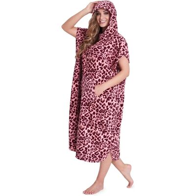 CityComfort Pink Leopard Print Hooded Poncho S/M - Poncho CityComfort Pink Leopard Print Hooded Poncho S/M - Poncho