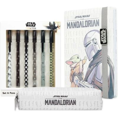 Conjunto de papelaria Mandalorian Disney - Caderno, estojo, canetas Conjunto de papelaria Mandalorian Disney - Caderno, estojo, canetas