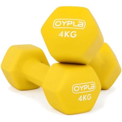 Oypla 4kg neoprene hex dumbbells Oypla 4kg neoprene hex dumbbells