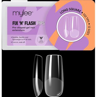 Mylee Fix 'n' Flash Tips - Long Square - Ongles artificiels - Publicité Mylee Fix 'n' Flash Tips - Long Square - Ongles artificiels - Publicité