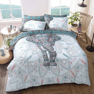 Sleepdown Elephant Mandala Teal Single Reversible Duvet Set Sleepdown Elephant Mandala Teal Single Reversible Duvet Set