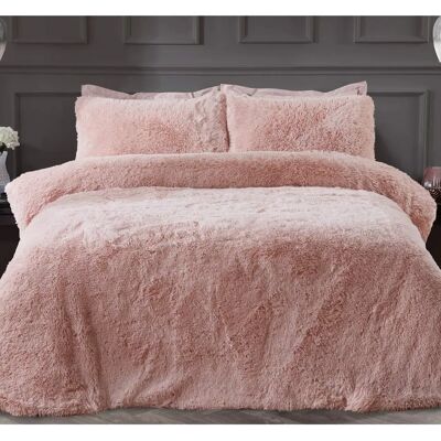 Sleepdown Shaggy Faux Fur Fleece Duvet Cover Set Super King Blush Pink Sleepdown Shaggy Faux Fur Fleece Duvet Cover Set Super King Blush Pink