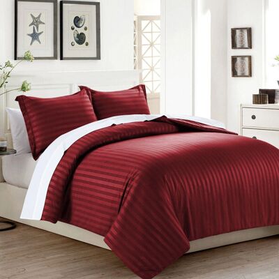 Imperial Rooms Burgundy Duvet Cover Set - Double Stripe Bedding - Duvet Cover Imperial Rooms Burgundy Duvet Cover Set - Double Stripe Bedding - Duvet Cover