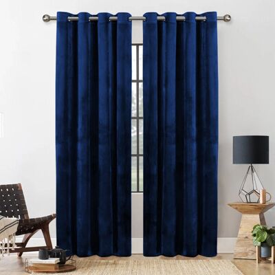 Yorkshire Bedding - Velvet Curtain Pair - Blue Navy - Curtain Set Yorkshire Bedding - Velvet Curtain Pair - Blue Navy - Curtain Set