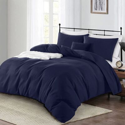Oxford Homeware - Plain - Navy Blue - Double 200 x 200 cm - Duvet Cover Bedding Set Oxford Homeware - Plain - Navy Blue - Double 200 x 200 cm - Duvet Cover Bedding Set