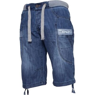 Enzo Mens Elasticated Denim Shorts - Shorts Enzo Mens Elasticated Denim Shorts - Shorts