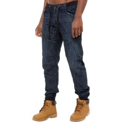 Enzo heren-joggerjeans uit denim met manchetten - donkerblauw - Jogger jeans Enzo heren-joggerjeans uit denim met manchetten - donkerblauw - Jogger jeans