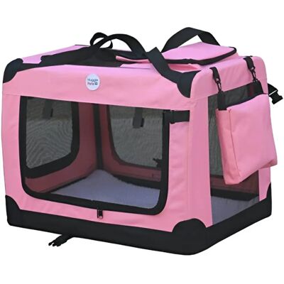 HugglePets Fabric Crate Foldable Pet Carrier - Pink - Pet Carrier HugglePets Fabric Crate Foldable Pet Carrier - Pink - Pet Carrier