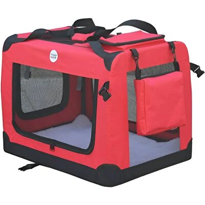 HugglePets Fabric Crate Foldable Pet Carrier - Red - Large - Pet Carrier HugglePets Fabric Crate Foldable Pet Carrier - Red - Large - Pet Carrier