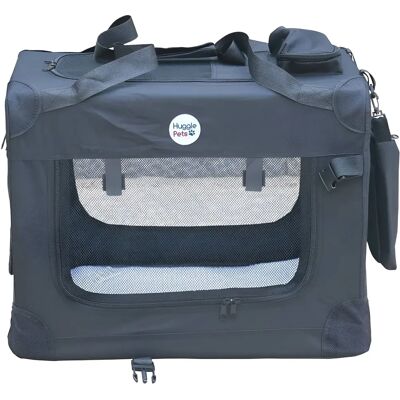 HugglePets Fabric Crate Foldable Pet Carrier - Black - Pet Carrier HugglePets Fabric Crate Foldable Pet Carrier - Black - Pet Carrier