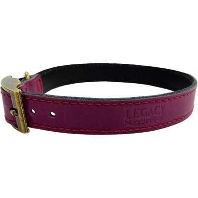 HugglePets Legacy Leather Dog Collar - Leather, X Small, Merlot - Dog Collar HugglePets Legacy Leather Dog Collar - Leather, X Small, Merlot - Dog Collar